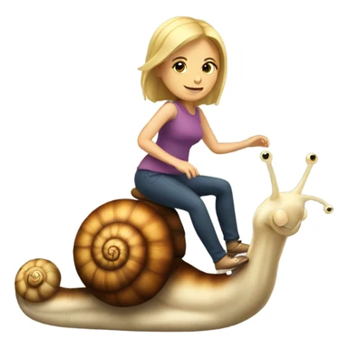 Caucasian Woman riding a snail sticker