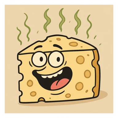 cheese wedge with green odor lines, silly style sticker