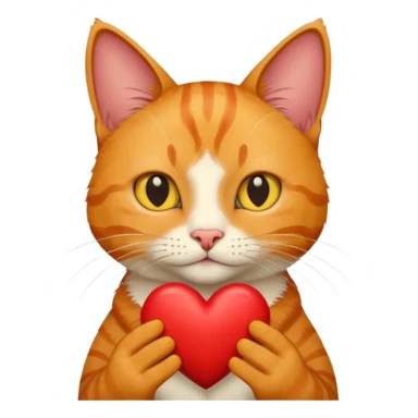 Male cat holding heart and flower sticker