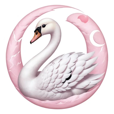 White swan with pastel baby pink moon aesthetic sticker