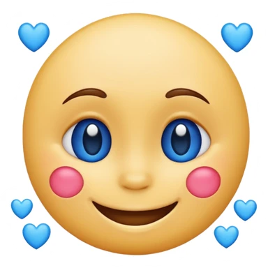 smiling face with blue hearts sticker