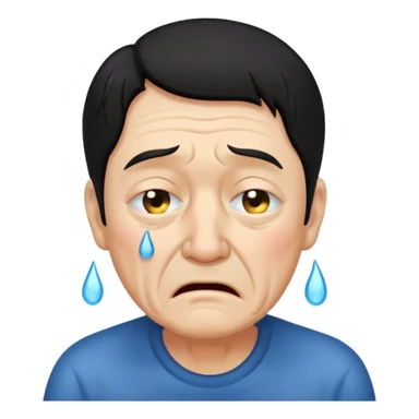 old man crying with black hair sticker
