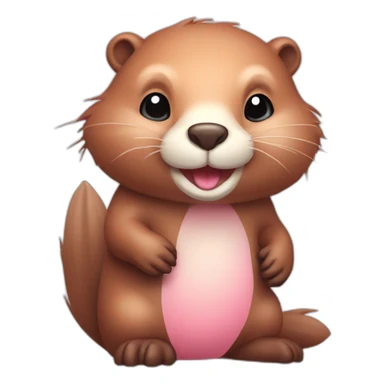 light pink fur cute beaver with big tail sticker