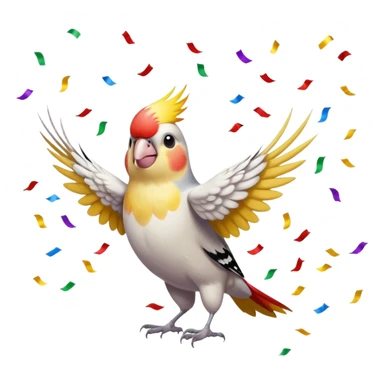 cockatiel bird celebrating with confetti around it sticker
