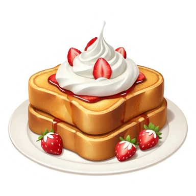 French toast with strawberry on top and whipped cream sticker