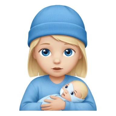 blond blue eye newborn with beanie sticker