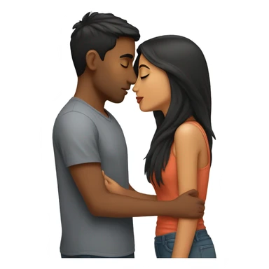short Indian girlfriend kissing her white boyfriend sticker