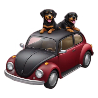 Golden retriever and rottweiller in a new beetle sticker
