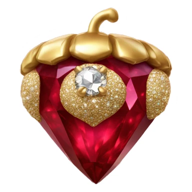 sparkling Ruby Acorn like diamond with stem made of gold sticker