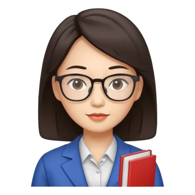 asian brunette teacher with square hair sticker