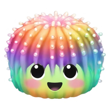 kawaii rainbow bedazzled pastel sea urchin sticker