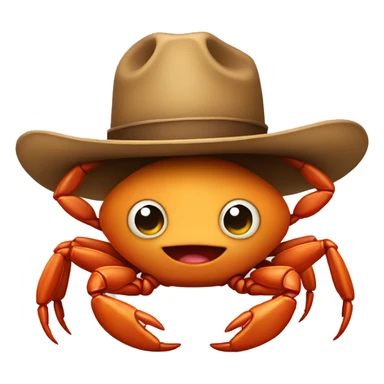 Baby crab wearing a cowboy hat sticker