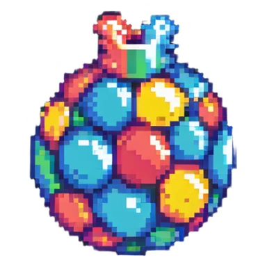 colorful bomb power up item with vibrant colors and highlights to stand out on black background sticker