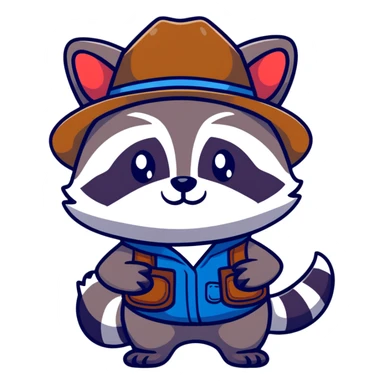 cartoon raccoon cowboy rolling his eyes sticker