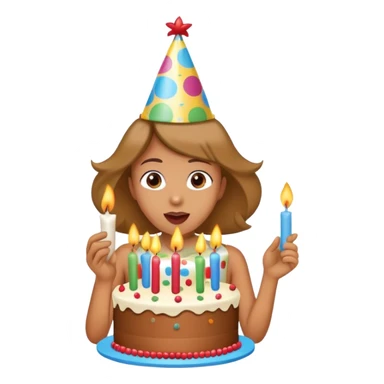 person celebrating a birthday with a cake and candles sticker