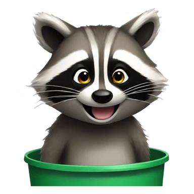 Raccoon smiling in trash sticker
