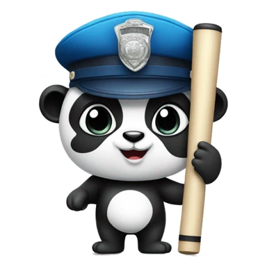 panda with baton and police cap emoji  sticker