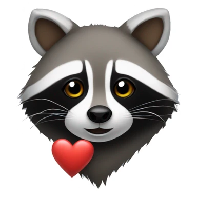 A raccoon wih aheart sticker