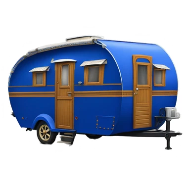 Realistic cobalt blue vintage round gypsy caravan wagon camper sticker