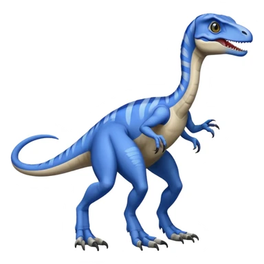 Gray velociraptor with a blue line on it's back 2 legs 2 arms and 1 tail sticker