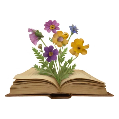 book with some pressed flowers on the pages  sticker