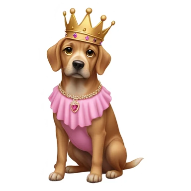 dog wear a pink dress and a crown  sticker