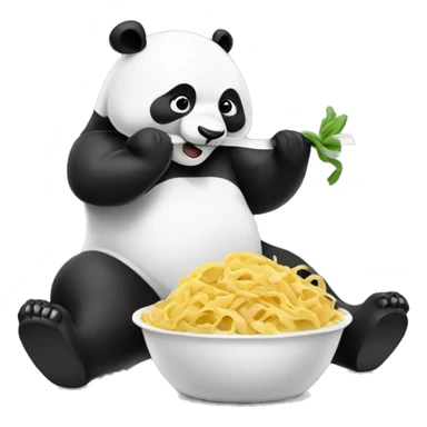 panda eating pasta and lifting weights sticker