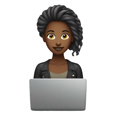 Female Graphic designer working in laptop having her hair in a pun sticker