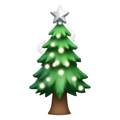 Christmas tree with white lights and silver star with snow on branches sticker