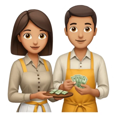 an Arab man giving money to a server woman sticker