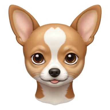 A black and white chihuahua emoji please with a thin white line on the center of head and brown eyebrow sticker