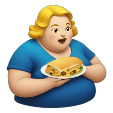 fat lady eating sticker