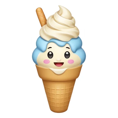 cono de helado de vainilla kawaii con ojitos sticker