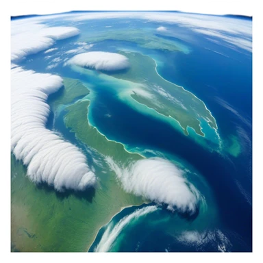 🌍 Cinematic Realistic Earth – A breathtaking, full view of Earth from space, showcasing vivid blue oceans, swirling white clouds, and lush green continents. The curvature of the planet is subtly illuminated by the sun, with a soft atmospheric glow enhancing its life-sustaining beauty. High detail, crisp textures, and realistic lighting bring out the planet's dynamic and ever-changing surface. sticker