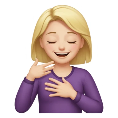 A person laughing with one hand pointing straight and one hand on his stomach with laughing tears in his eyes and closed eyes and straight pointing hand straight sticker