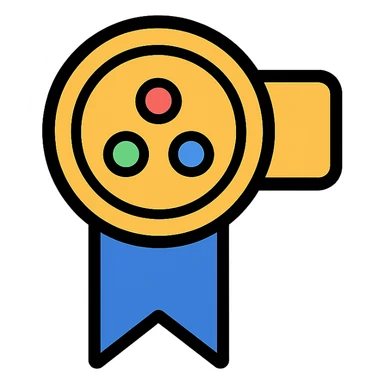 gold honorable mention award with colorful gems, elegant minimalist flat design, award badge style, 2D flat vector, trending icon look, soft shadows, no text, isolated on white background, commercial use sticker