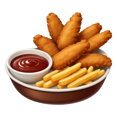 Chicken nuggets and fries with bbq sticker