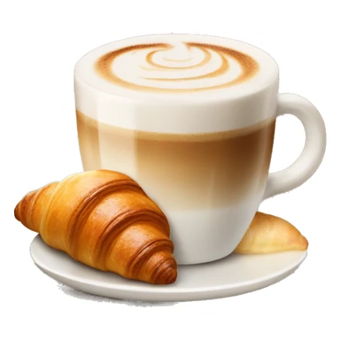 Cup of cappuccino with croissant sticker