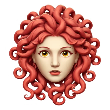 statue head medusa red hair sticker