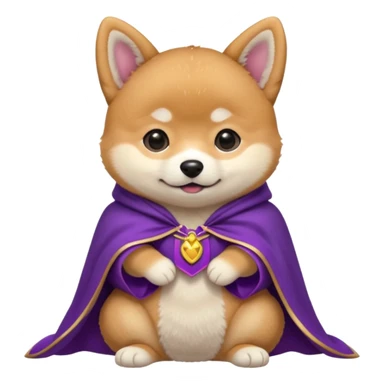 baby shiba dog, in magic purple cloak sticker