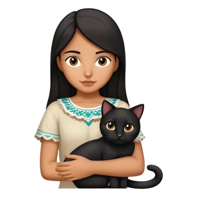 Mexican girl holding a black cat in each arm sticker