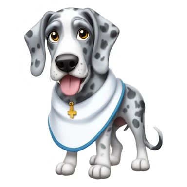 Blue Merle Great Dane wearing a nun costume  sticker