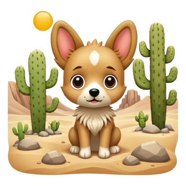 cute kawaii cactus dog desert landscape  sticker