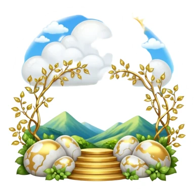 White and glittery gold with marble stones, vines, divine, heavenly, spiritual, pure, glowing, cute clouds, sunshine, sparkly, beautiful, elegant, luxurious, pretty, aesthetic scenery scene picture   sticker