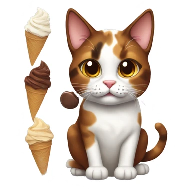 calico cat with chocolate icecream  sticker