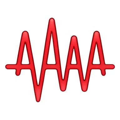 Minimalistic logo for MedSignal, sleek red pulse forming the letters 'AI' inside a smooth geometric shape, glowing red accents, clean white background, no black, conveying high-tech healthcare and AI technology sticker