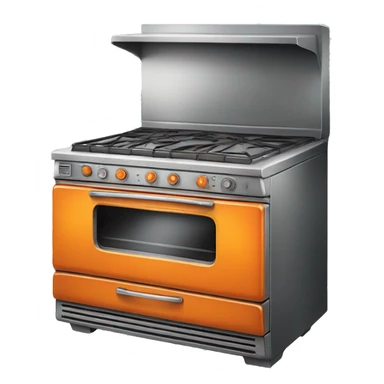 Realistic orange vintage oven sticker