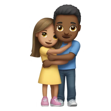 Little sister giving big brother a hug sticker