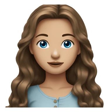 beautiful girl long brown hair , blue eyes sticker