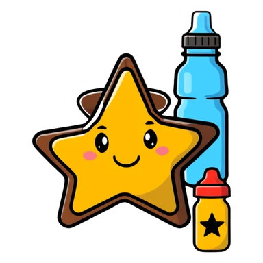 sheriff badge with star and baby feeding bottle in center sticker